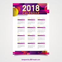 2018 Calendar With Abstract Shapes