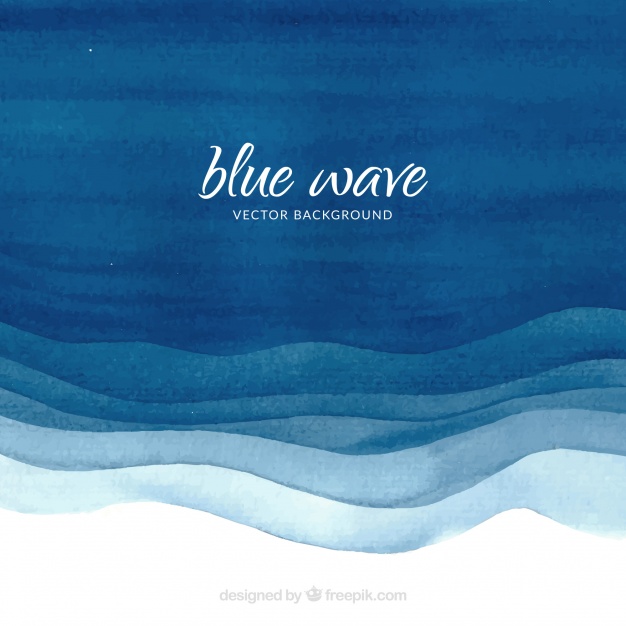Watercolor Background With Blue Waves
