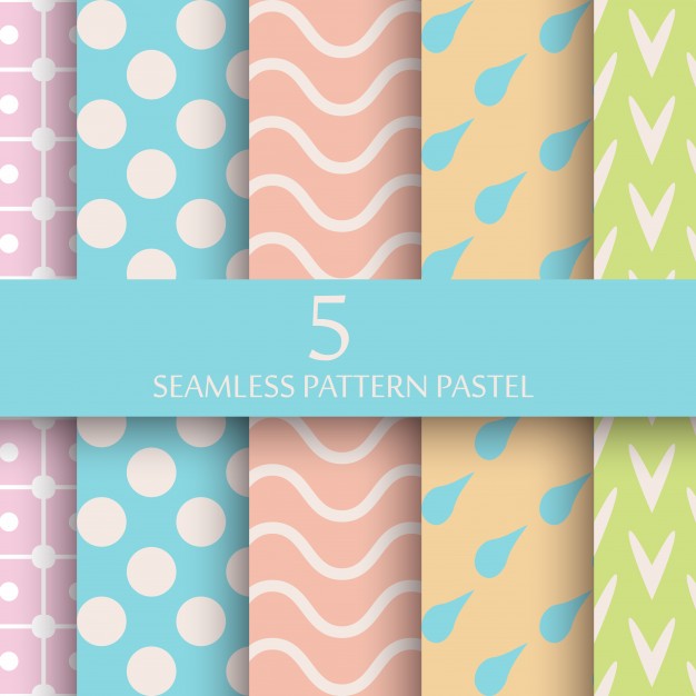 Set Of Pastel Seamless Pattern Wallpaper