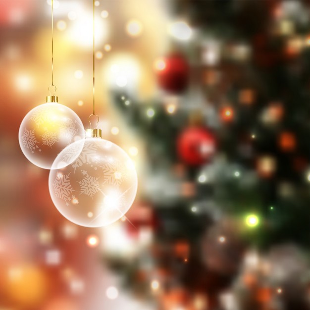 Christmas Baubles On A Defocussed Background
