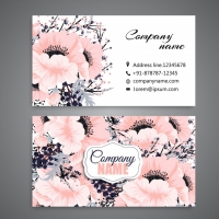 White Business Card With Beautiful Flowers