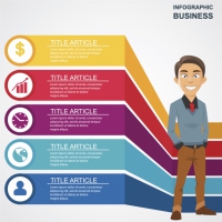 Business Infographic With Happy Man Character 