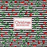 Watercolor Christmas Background With Black Stripes 