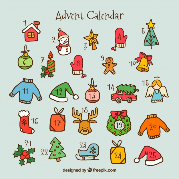 Advent Calendar With Hand Drawn