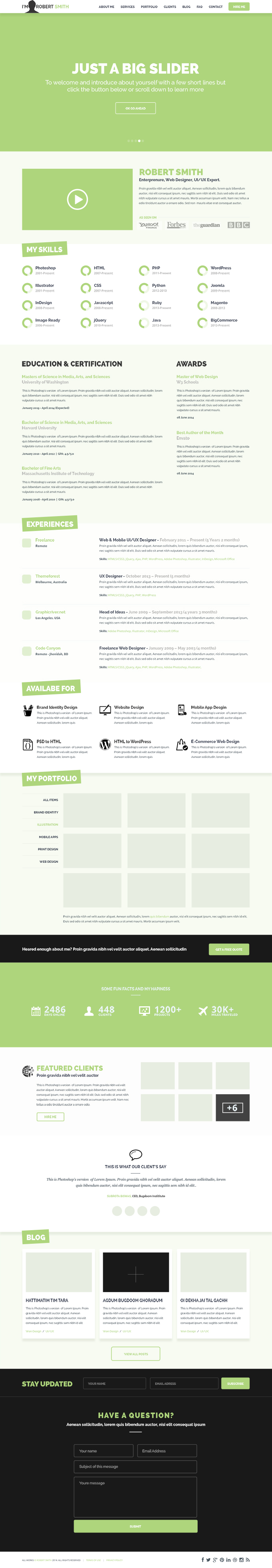 Free PSD: IMX - One Page Resume Website