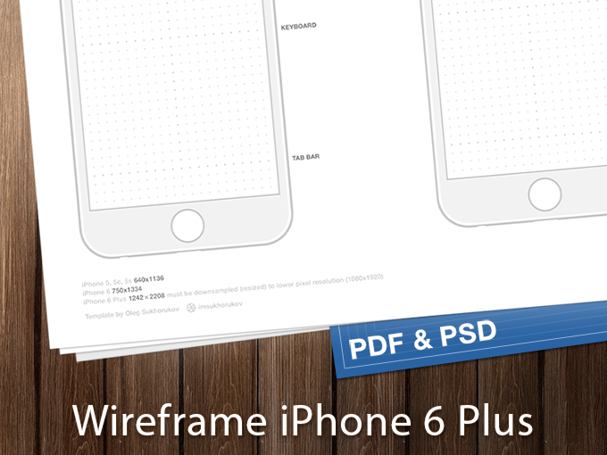 iPhone 6 Wireframes Ready To Printed. Free PDF and PSD