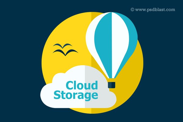 Flat Cloud Storage Icon (PSD)
