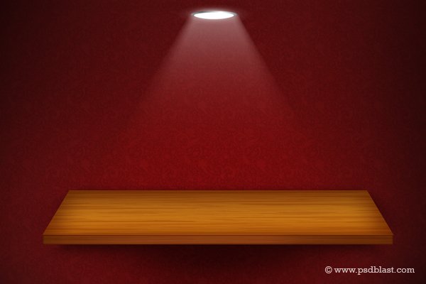 3d Isolated Empty Shelf for Exhibit on Red Wallpaper Background