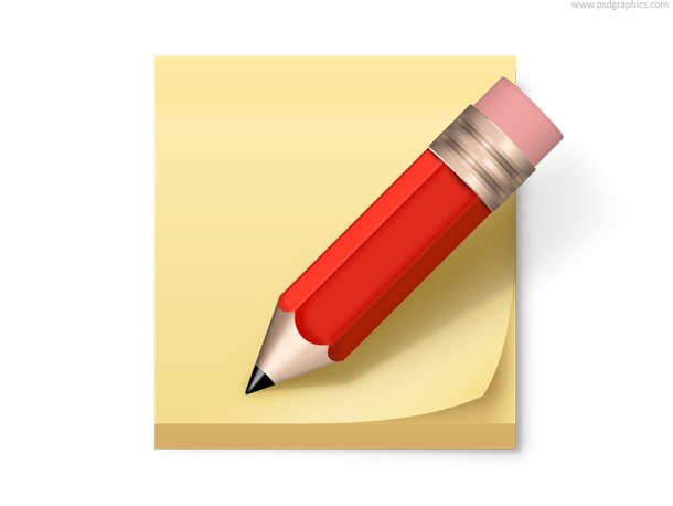 Post-it Note And Pencil Icon (PSD)