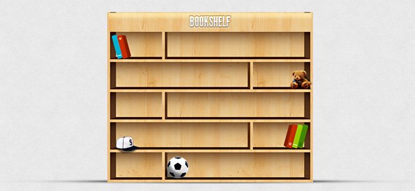 Bookshelf PSD Illustration