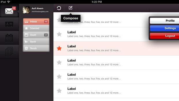 iPad App Design - Email Client