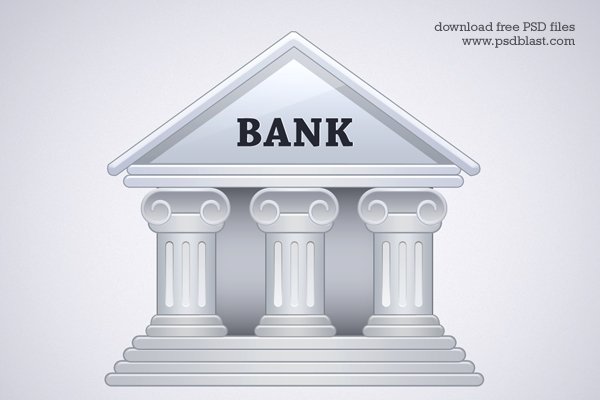Bank Building Icon (PSD)