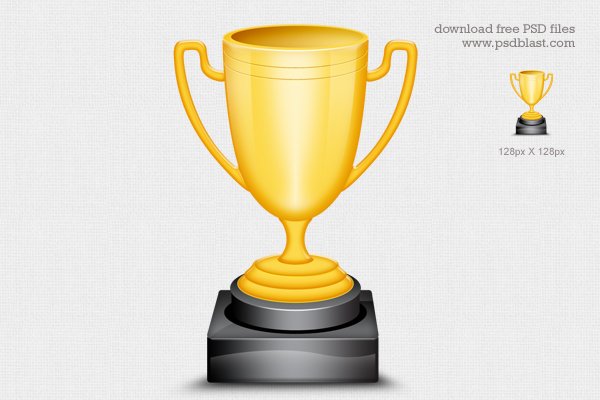 Gold Trophy Cup Icon (PSD)