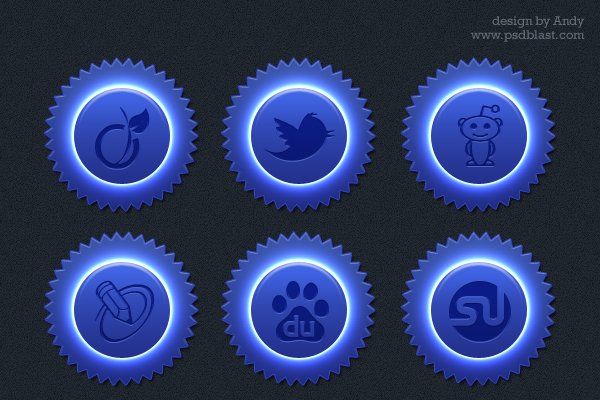 Blue Color Social Icon Set