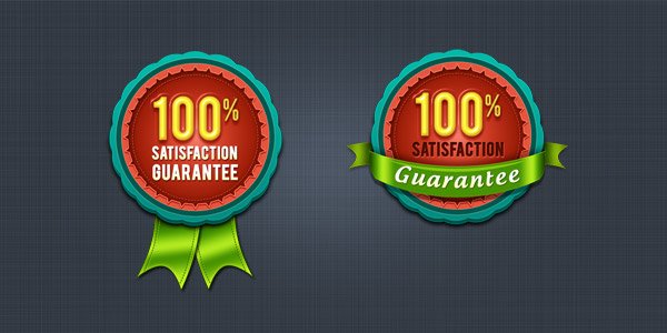 100% Satisfaction Guarantee Badge & Seal (PSD)