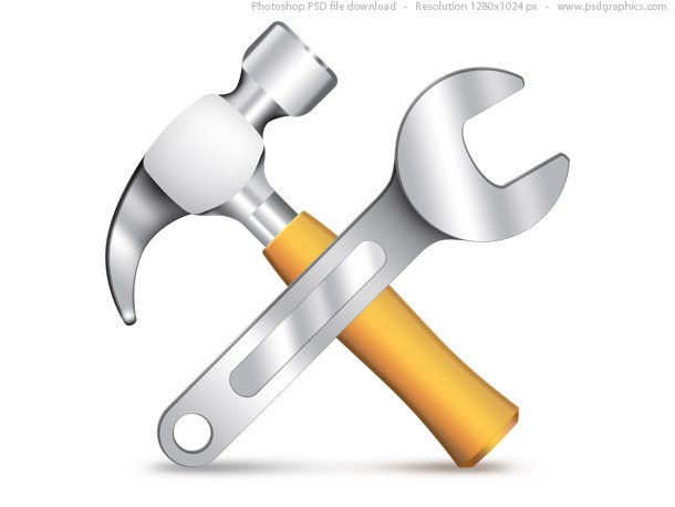 Settings Icon, PSD Рammer And Wrench