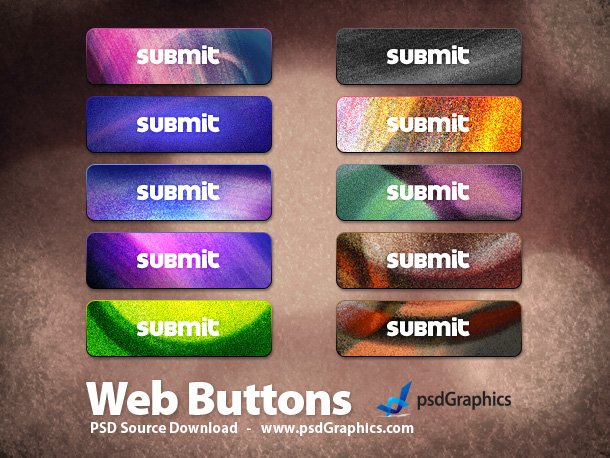 Colorful Grunge Buttons Set (PSD)