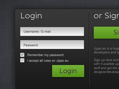 Sign Up / Login Page