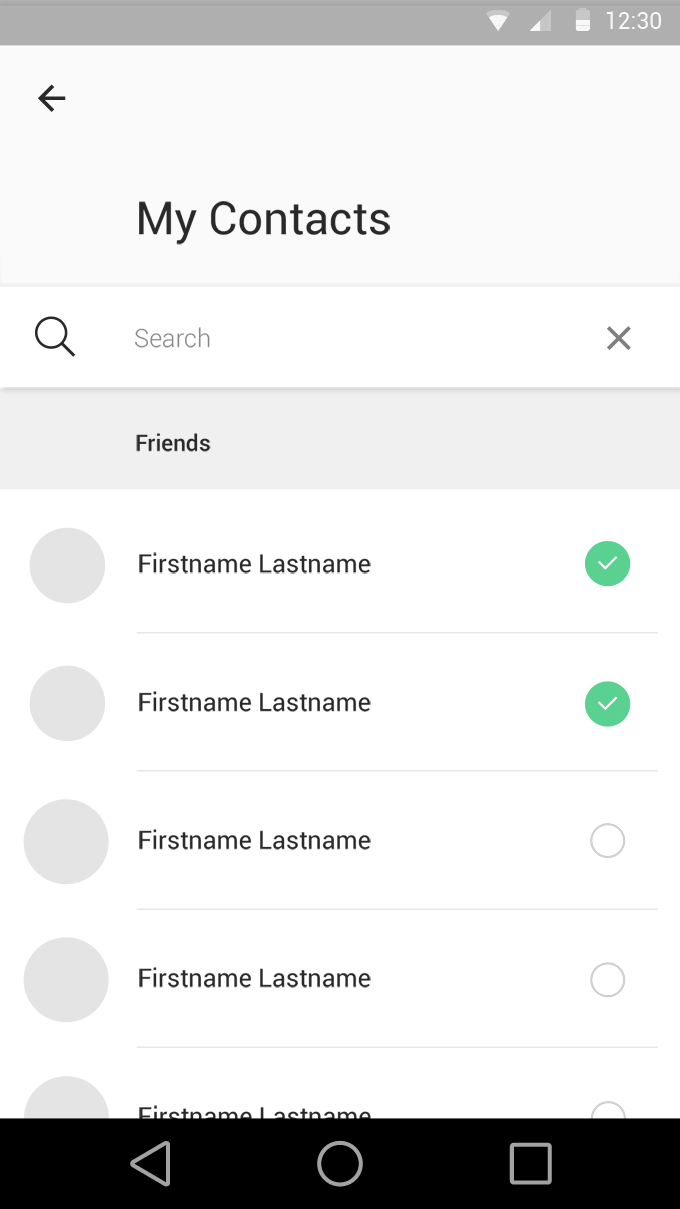 Material Design - Contact List with Search
