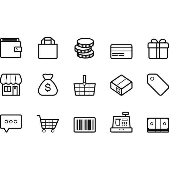 OUTLINED E-COMMERCE VECTOR ICONS
