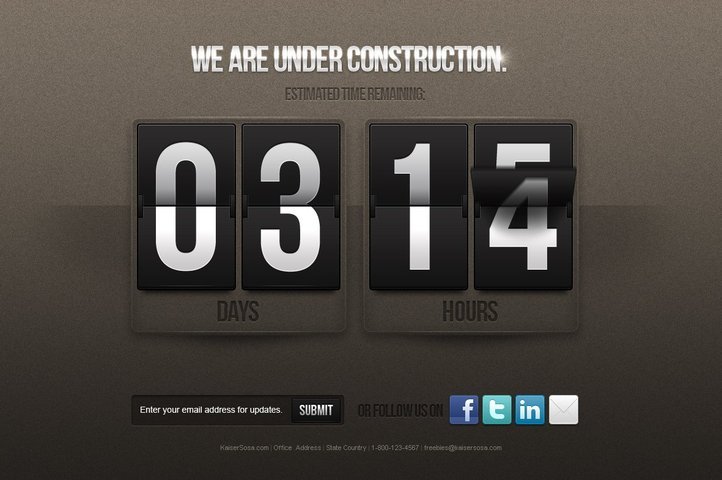 Under Construction Counter Free PSD Template