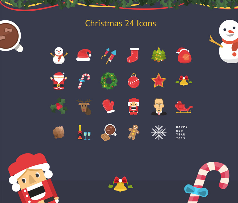 CHRISTMAS & NEW YEAR COLORFUL ICON SET