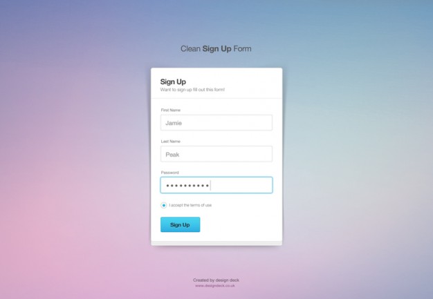 Sign Up Form With Input Boxes