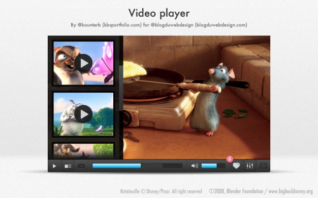 Modern Video Player With Cartoon Animals