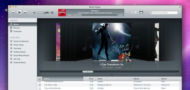 Itunes Inspired Music Player Psd