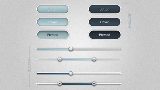 Blue Buttons With Sliders Ui kit