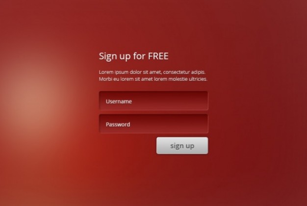 Sign Up Screen In Red Color