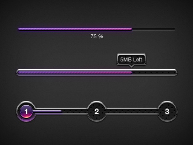 Purple Progress Bars UI Elements