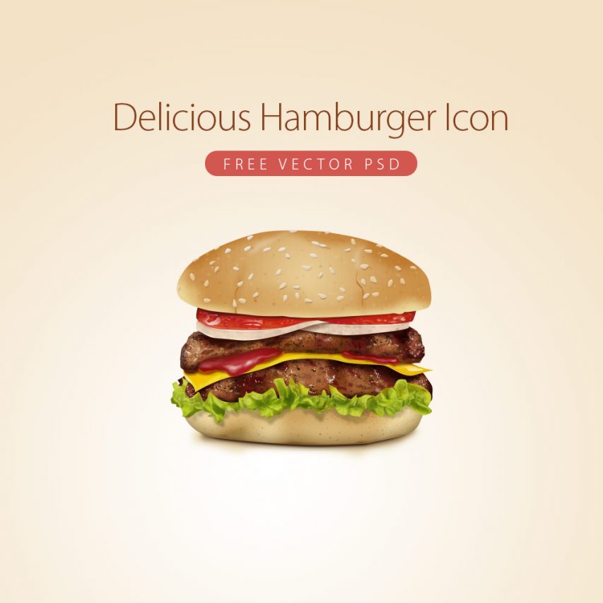 Delicious Hamburger Icon Free Vector PSD Graphic