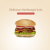 Delicious Hamburger Icon Free Vector PSD Graphic