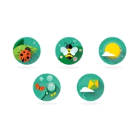  Nature Spring Long Shadow Flat Icon Set PSD