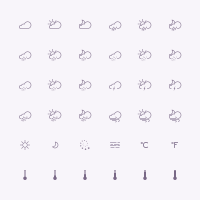 Line Weather Icons PSD Set