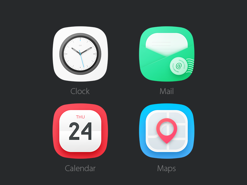 Flat Rounded Mobile App Icons PSD