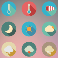 Long Shadow Flat Weather Iconset PSD