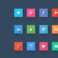 Flat Social Media Websites Icons Set PSD