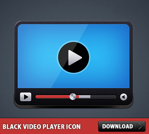 Black Video Player Icon PSD