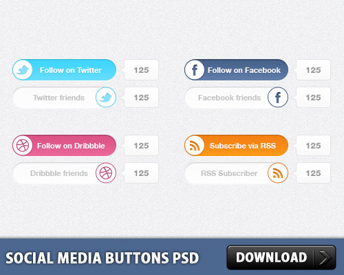 Social Media Buttons PSD