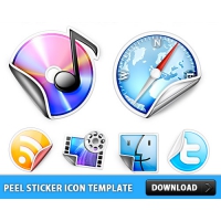 Peeling Sticker Icon Template PSD