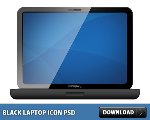 Black Laptop Icon Free PSD