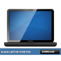 Black Laptop Icon Free PSD