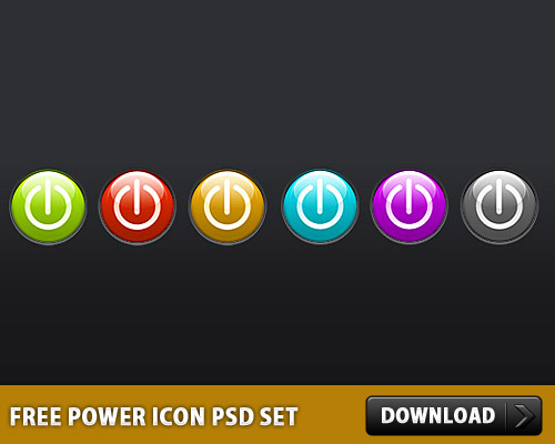 Free Glossy Power Icon PSD Set