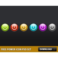 Free Glossy Power Icon PSD Set