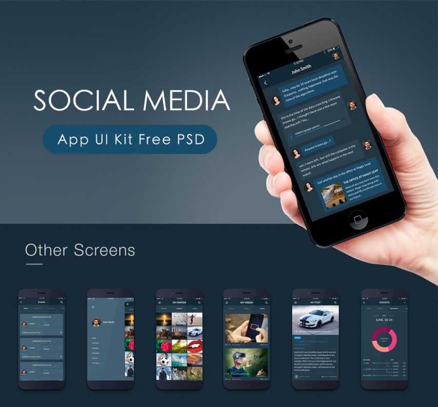 Social Media App UI Kit Free PSD