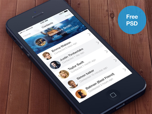 Creative iOS7 Contacts App Interface 