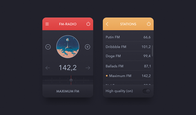 Mini Radio FM Station App PSD