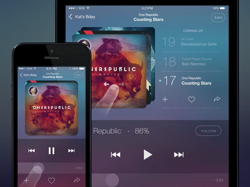 Music Player App for iOS PSD